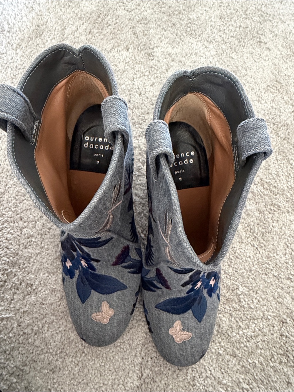 Laurence Dacade Gray Embroidered Floral Ankle Boots - Picture 3 of 6